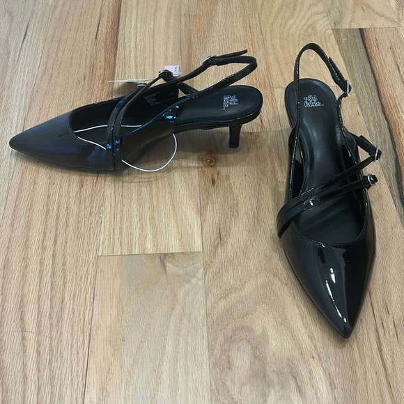Kitten heel slingblack with buckles, pointed toe - Picture 3 of 13